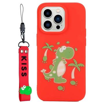Kiss Series iPhone 14 Pro Max TPU Case with Strap - Dinosaur