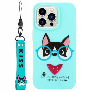 Kiss Series iPhone 14 Pro Max TPU Case with Strap - Dog