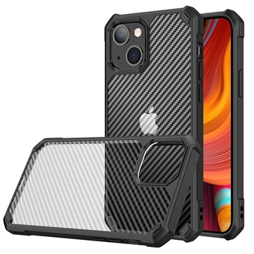 Anti-Shock iPhone 14 Plus Hybrid Case - Carbon Fiber - Black