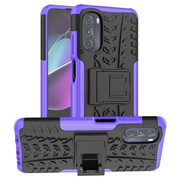 Anti-Slip Motorola Moto G (2022) Hybrid Case with Stand - Purple / Black