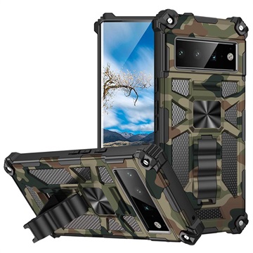 Camo Series Google Pixel 6 Pro Hybrid Case with Stand - Army Green