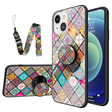 Checkered Pattern iPhone 14 Plus Hybrid Case - Colorful Mandala