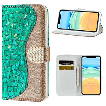 Croco Bling Series iPhone 12 mini Wallet Case - Green