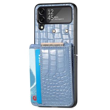 Crocodile Series Samsung Galaxy Z Flip4 Wallet Case - Blue