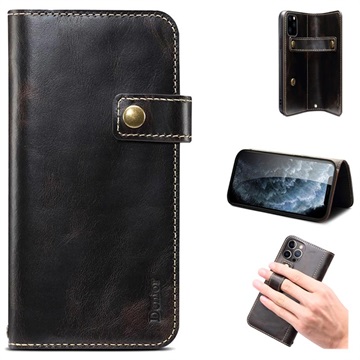 Denior Vintage Series iPhone 13 Pro Wallet Leather Case - Black
