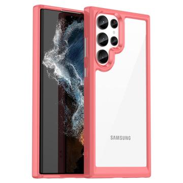 Anti-Shock Samsung Galaxy S23 Ultra 5G Hybrid Case - Red / Clear