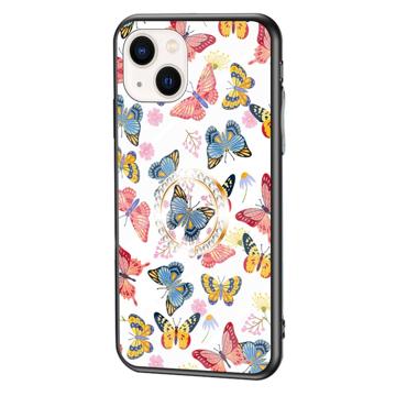 Butterfly iPhone 14 Hybrid Case with Ring Kickstand - White