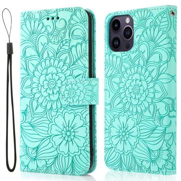 Flowers iPhone 14 Pro Wallet Case - Green