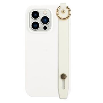 Candy Color iPhone 14 Pro TPU Case with Hand Strap - White