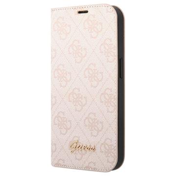 Guess 4G Metal Gold Logo iPhone 14 Pro Max Flip Case - Pink