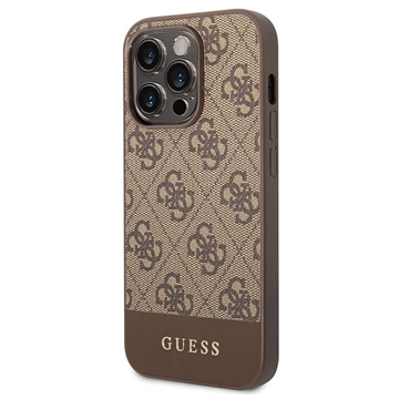 Photos - Case GUESS 4G Stripe iPhone 14 Pro Hybrid  - Brown 