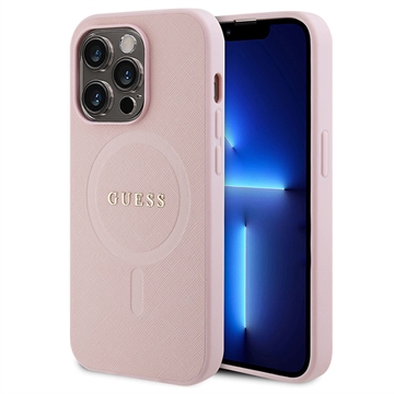 Photos - Case GUESS iPhone 15 Pro  Saffiano Hybrid  - MagSafe Compatible - Pink 