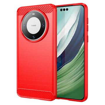 Huawei Mate 60 Pro+ Brushed TPU Case - Carbon Fiber - Red