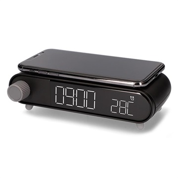 Photos - Charger Ksix Retro Alarm Clock with Fast Wireless  - 10W - Black 