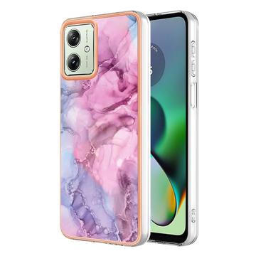 Motorola Moto G54 Marble Pattern Electroplated IMD TPU Case - Blue / Pink