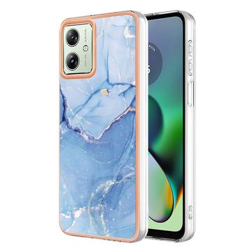 Motorola Moto G54 Marble Pattern Electroplated IMD TPU Case - Green / Blue