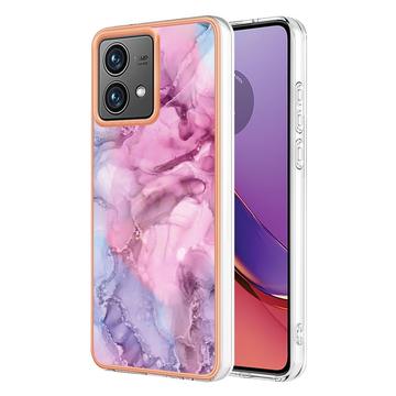 Motorola Moto G84 Marble Pattern Electroplated IMD TPU Case - Blue / Pink