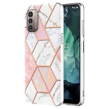 Marble Pattern Electroplated IMD Nokia G21/G11 Case - White / Pink