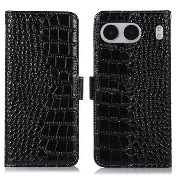 OnePlus Nord 4 Crocodile Series Wallet Leather Case with RFID - Black