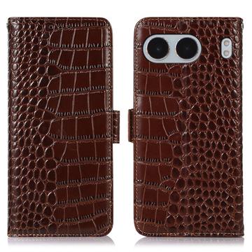 OnePlus Nord 4 Crocodile Series Wallet Leather Case with RFID - Brown