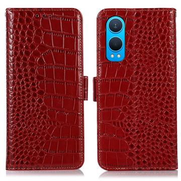 OnePlus Nord CE4 Lite/Oppo K12x Crocodile Series Wallet Leather Case with RFID - Red