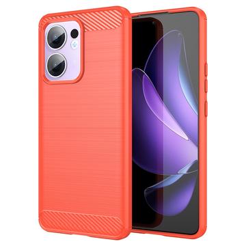 Oppo Reno13 F Brushed TPU Case - Carbon Fiber - Red