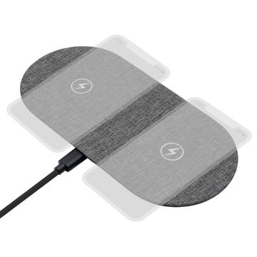 Photos - Charger ProXtend Fabric Covered Dual Wireless  10W - Gray 