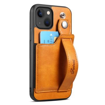 Suteni H12 iPhone 14 Plus Case with Card Slot & Hand Strap - Khaki