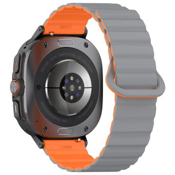 Samsung Galaxy Watch Ultra Magnetic Silicone Sports Strap - 47mm - Grey / Orange