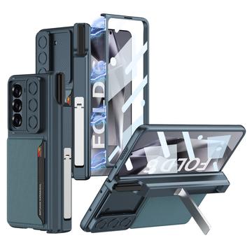 Samsung Galaxy Z Fold6 GKK Magnetic Hybrid Case w. Card Holder, Camera Slider - Green