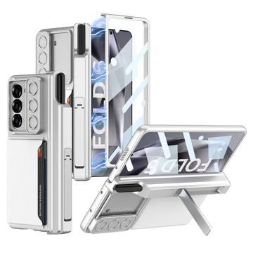 Samsung Galaxy Z Fold6 GKK Magnetic Hybrid Case w. Card Holder, Camera Slider - Silver