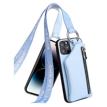 Strap Series iPhone 14 Pro Case with Detachable Wallet - Baby Blue