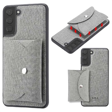 Vili T Series Samsung Galaxy S21 5G Case with Magnetic Wallet - Grey