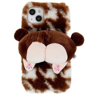 3D Plush Furry Winter iPhone 14 TPU Case - Brown Corgi