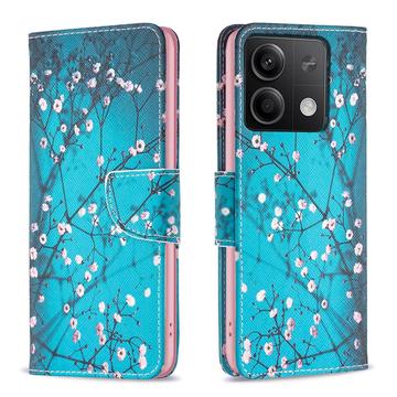 Xiaomi Redmi Note 13 4G Wonder Series Wallet Case - White Flowers