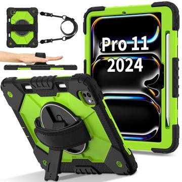 iPad Pro 11 (2024) Heavy Duty 360 Case with Hand Strap - Groen