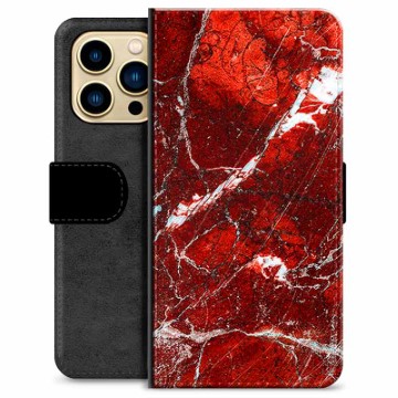 iPhone 13 Pro Max Premium Wallet Case - Red Marble