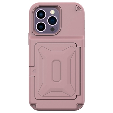 iPhone 14 Pro Hybrid Case with Hidden Mirror & Card Slot - Pink