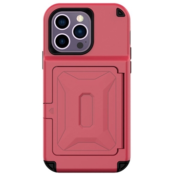 iPhone 14 Pro Hybrid Case with Hidden Mirror & Card Slot - Red