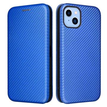 iPhone 14 Wallet Case - Carbon Fiber - Blue