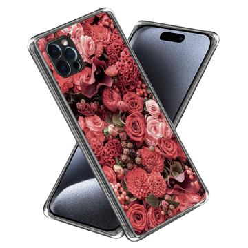 iPhone 15 Pro Stylish Ultra-Slim TPU Case - Red Flowers