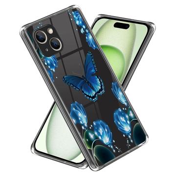 iPhone 15 Stylish Ultra-Slim TPU Case - Butterfly and Flowers