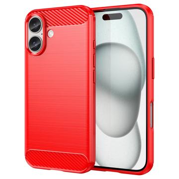 iPhone 16 Brushed TPU Case - Carbon Fiber - Red