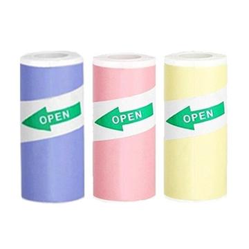 3 Roll Self-Adhesive Thermal Printing Paper for Printers - 57x25mm - Blue / Pink / Yellow