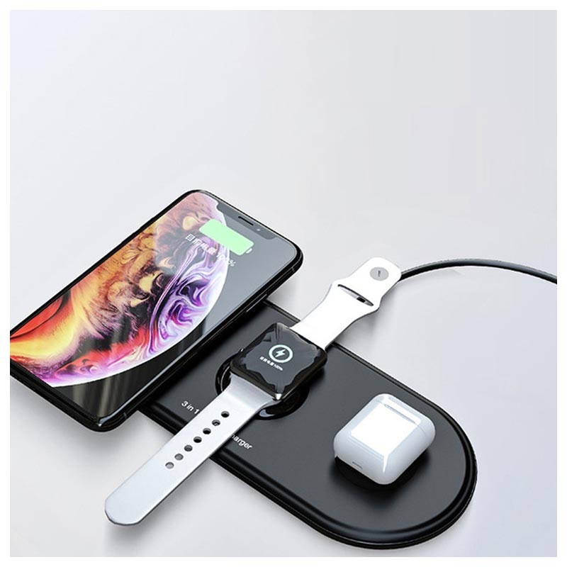 3-in-1 Wireless Charger for iPhone, Apple Watch, and AirPods W41 - Black