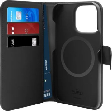 iPhone 14 Pro Max Puro 2-in-1 Detachable Wallet Case - MagSafe Compatible - Black