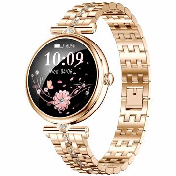 AK73 Women\'s Smart Watch with Rhinestone Stainless Steel Strap - Gold