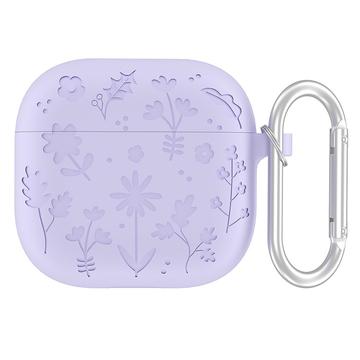 AirPods 4 Flower Pattern Liquid Silicone Case w. Carabiner