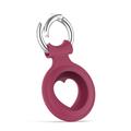 Apple AirTag Heart Design Silicone Case - Wine Red