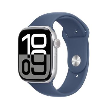 Apple Watch 10 GPS MWWM3QN/A - Aluminum, Denim Sport Band, L/M, 46mm - Silver